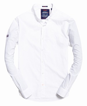 Superdry Premium Paperweight Button Down Férfi Hosszú Ujjú Ing Fehér | POYUZ3108